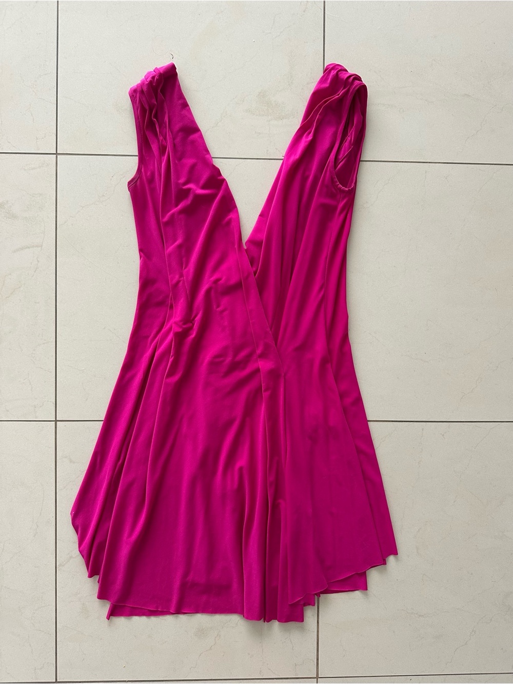 BCBG Max Azria Fuchsia V-Neck Sleeveless Skater Dress